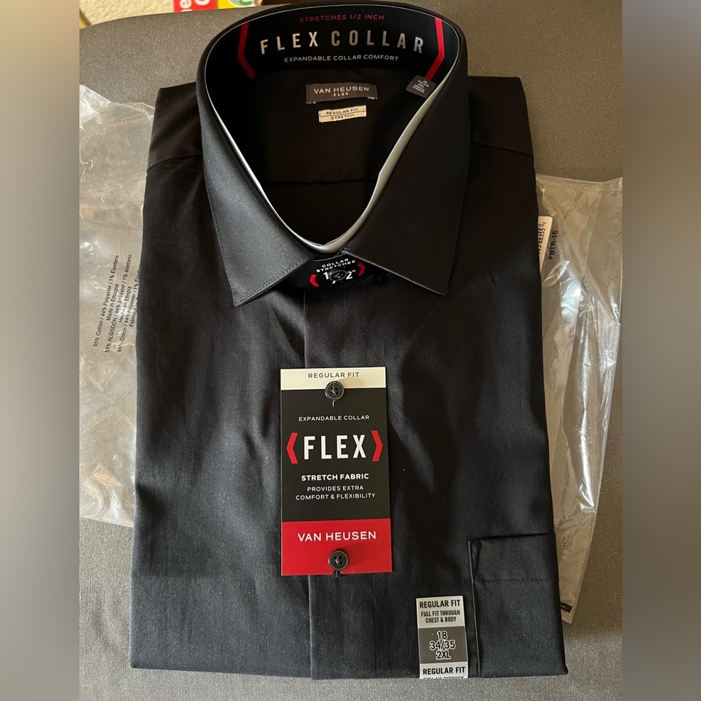 Van Heusen Regular Fit Stretch Solid Dress Shirt 18 34/35 NWT